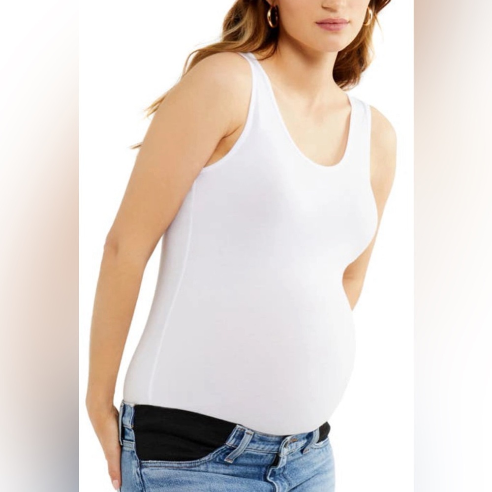 A Pea In A Pod White Scoop Neck Maternity Postpartum Tank Top Size Large…